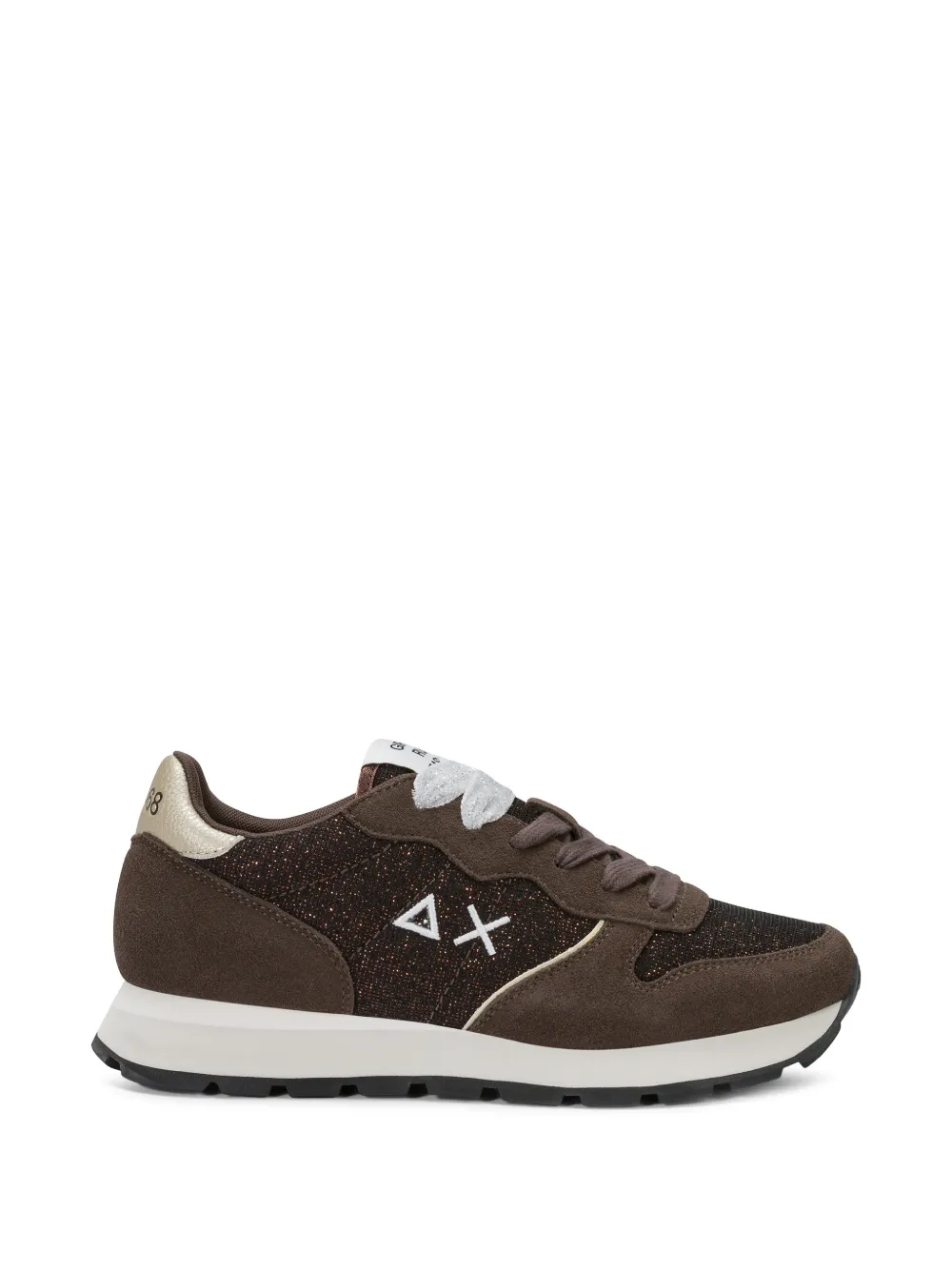 Sun 68 Ally Glitter Suede Sneakers In Brown