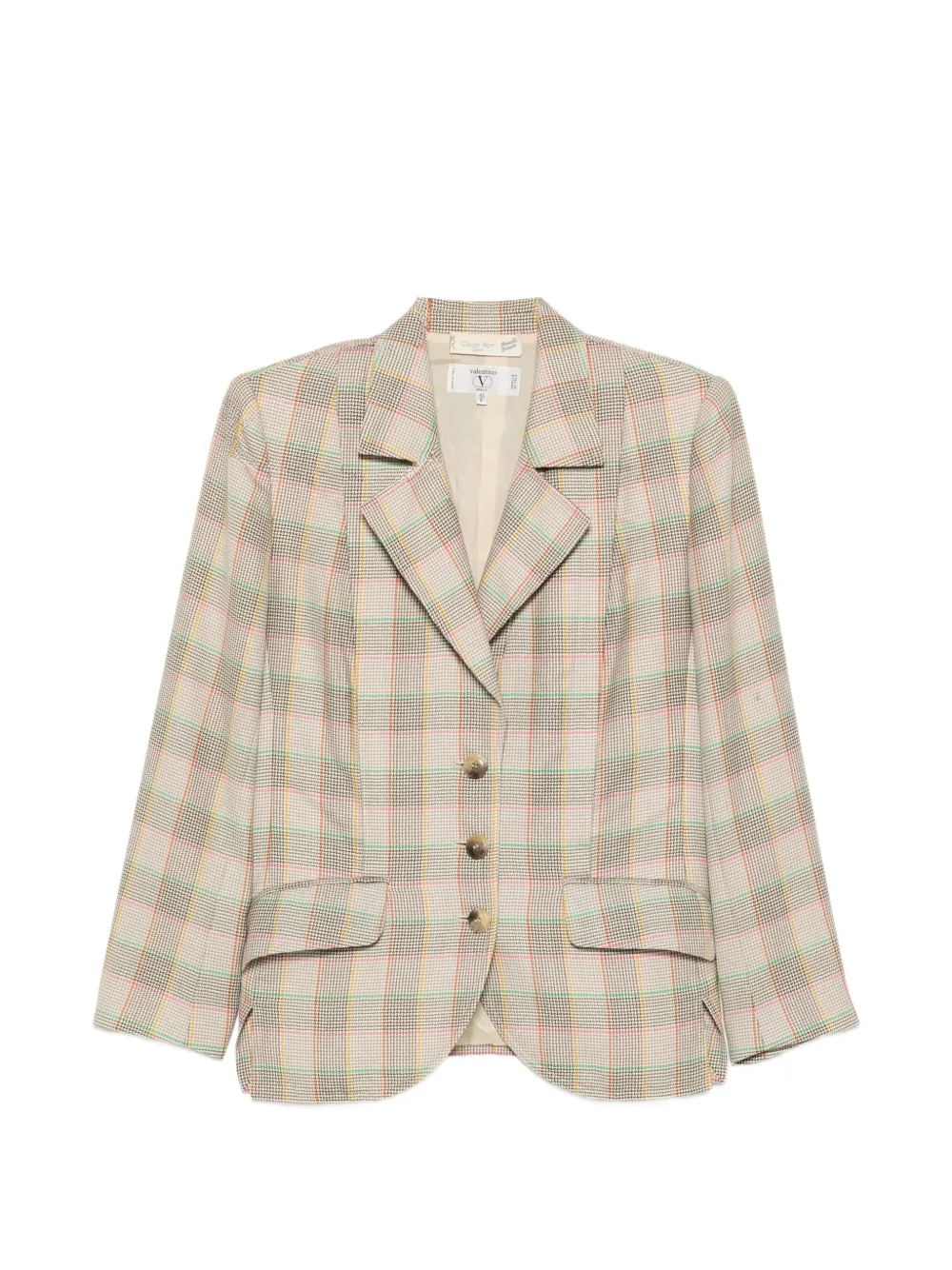 Valentino Garavani Pre-Owned 1980s check-pattern single-breasted jacket - Toni neutri