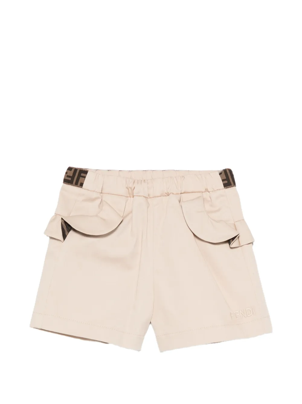 Fendi Kids ruffled FF-monogram shorts - Toni neutri