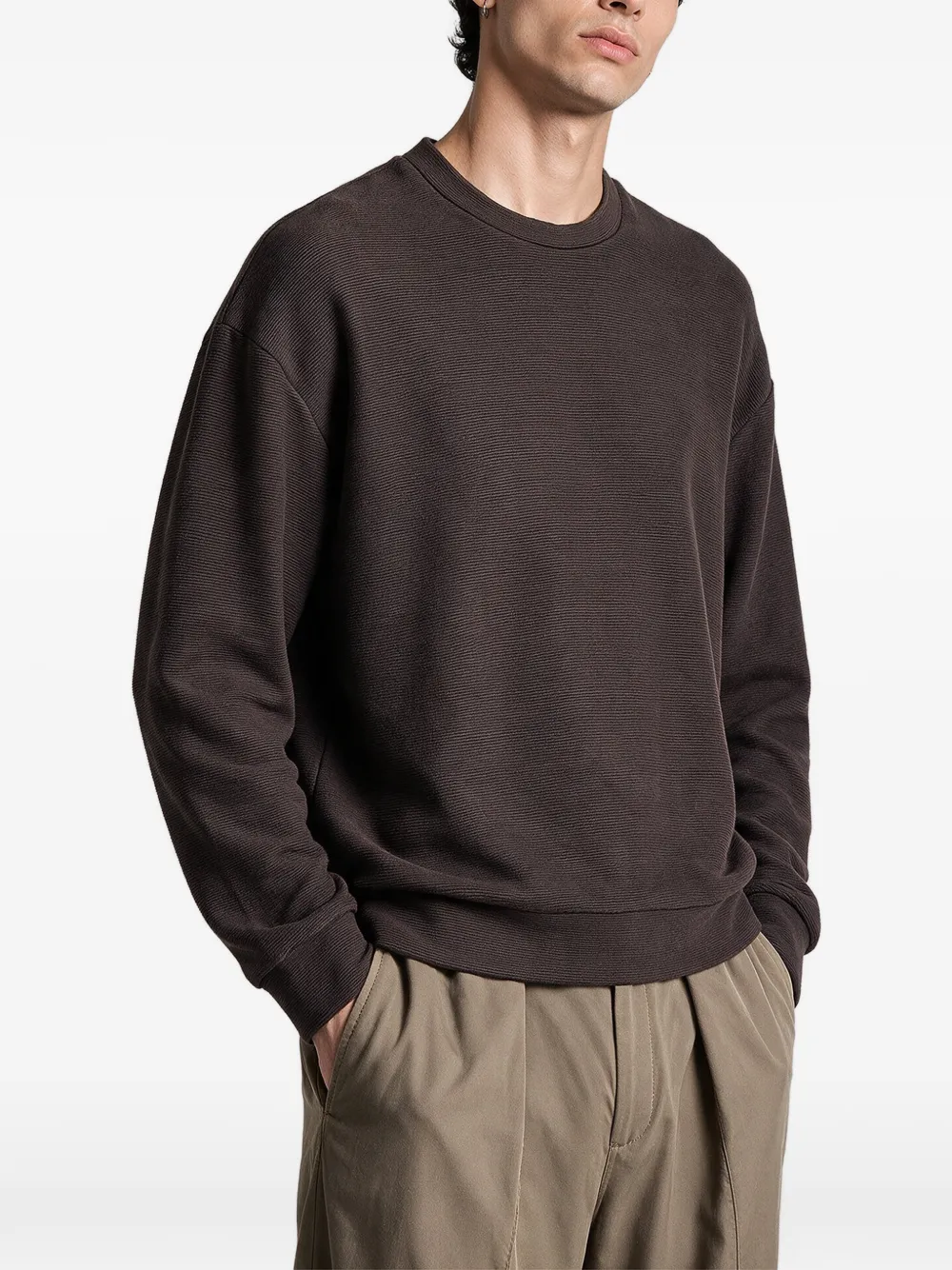 Giorgio Armani Ribgebreide sweater Bruin