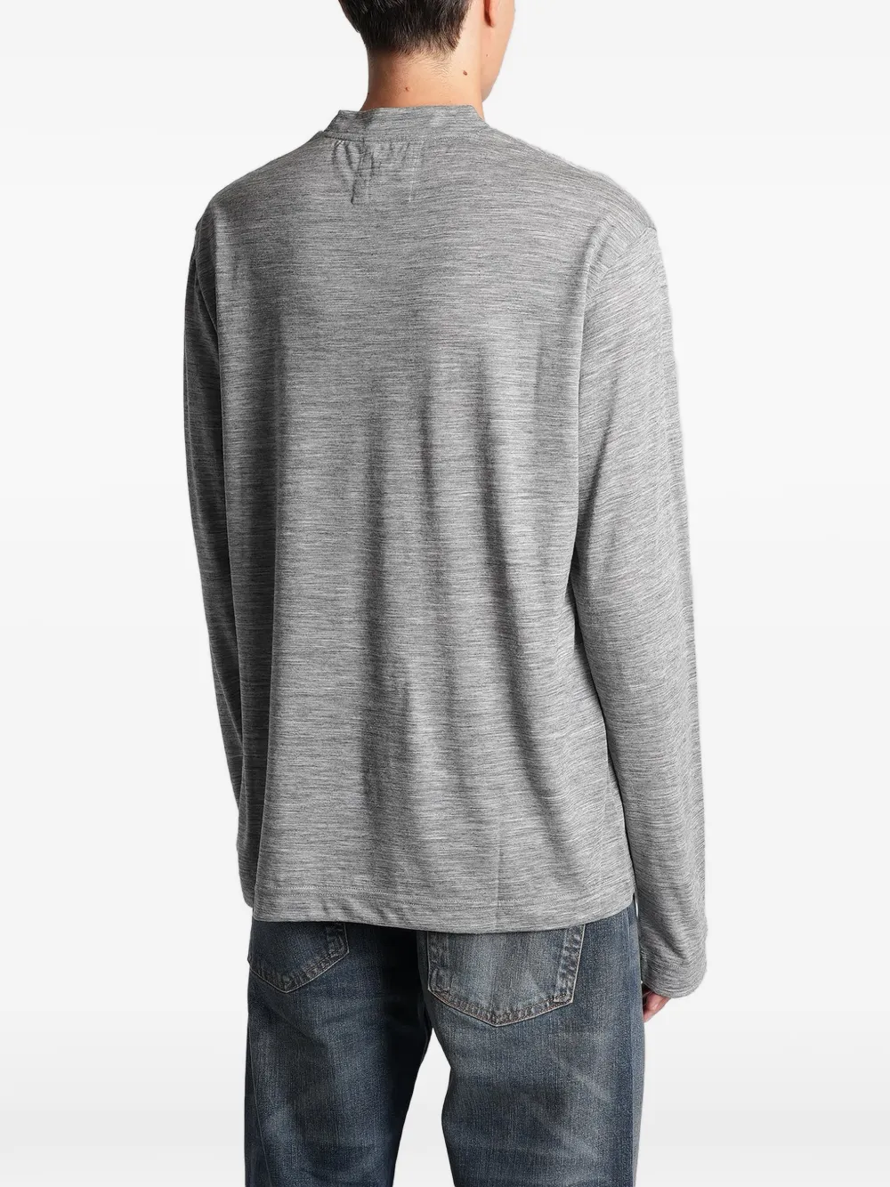 Emporio Armani T-shirt met geborduurd logo en lange mouwen Grijs
