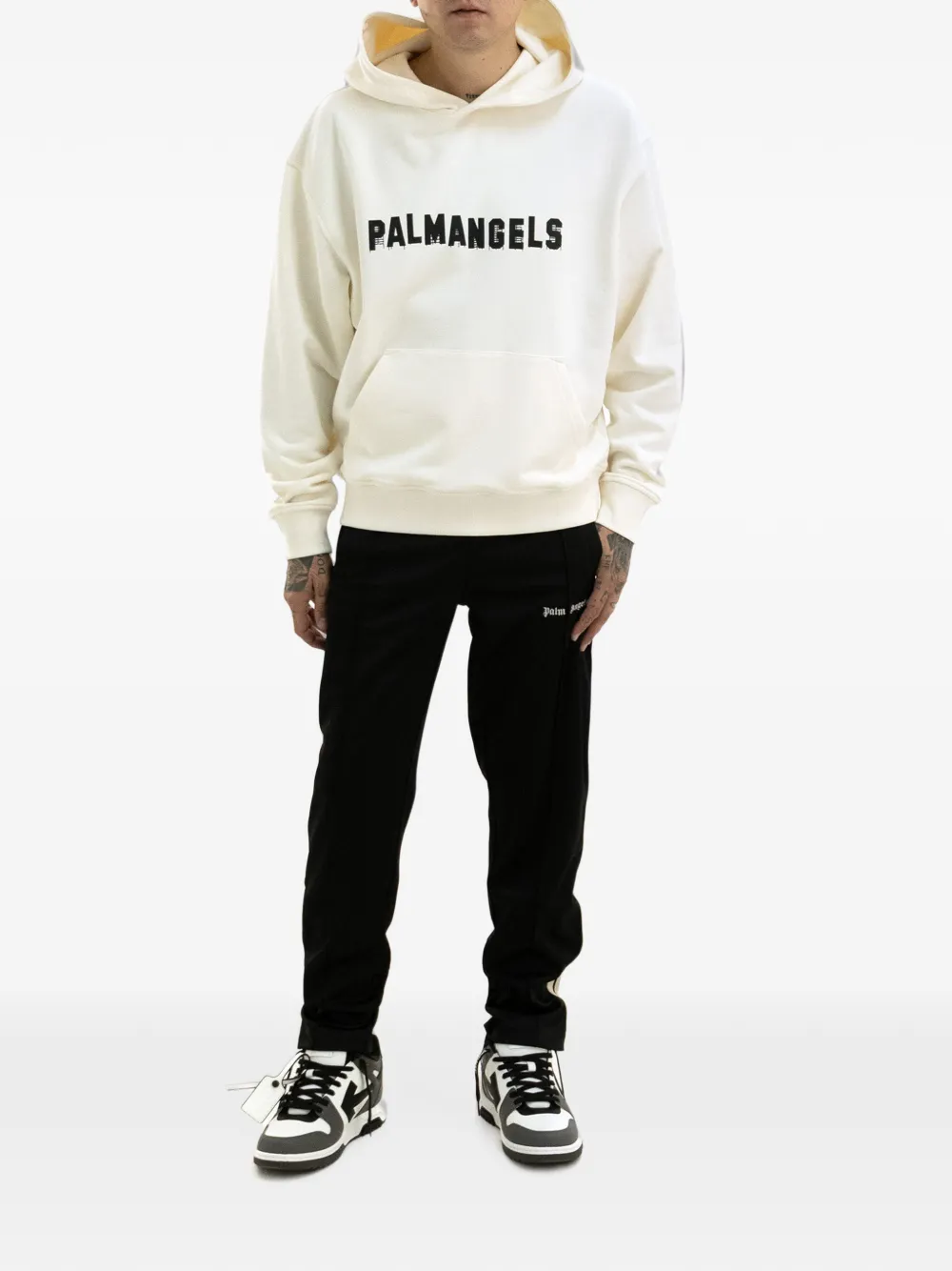 Palm Angels Hoodie met logoprint Beige