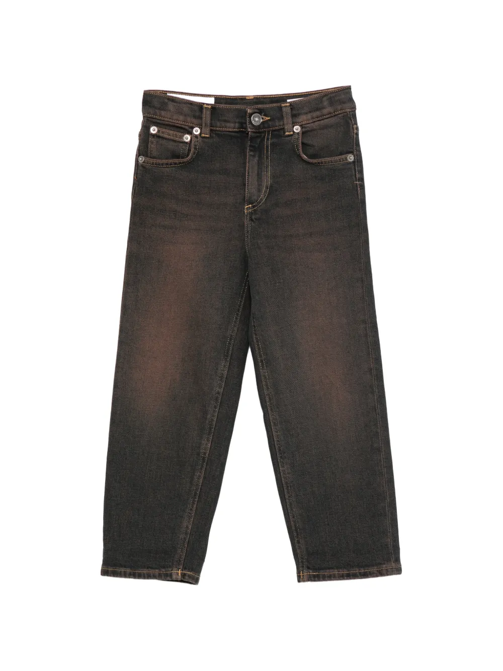 Dondup Kids' Andrew Faded Straight-leg Jeans In Brown