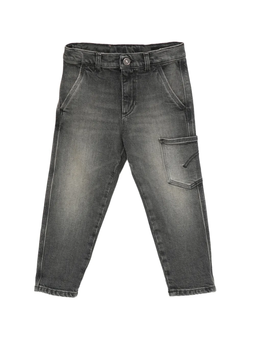 Dondup Kids' Paco Faded-effect Cargo-pocket Jeans In Grey