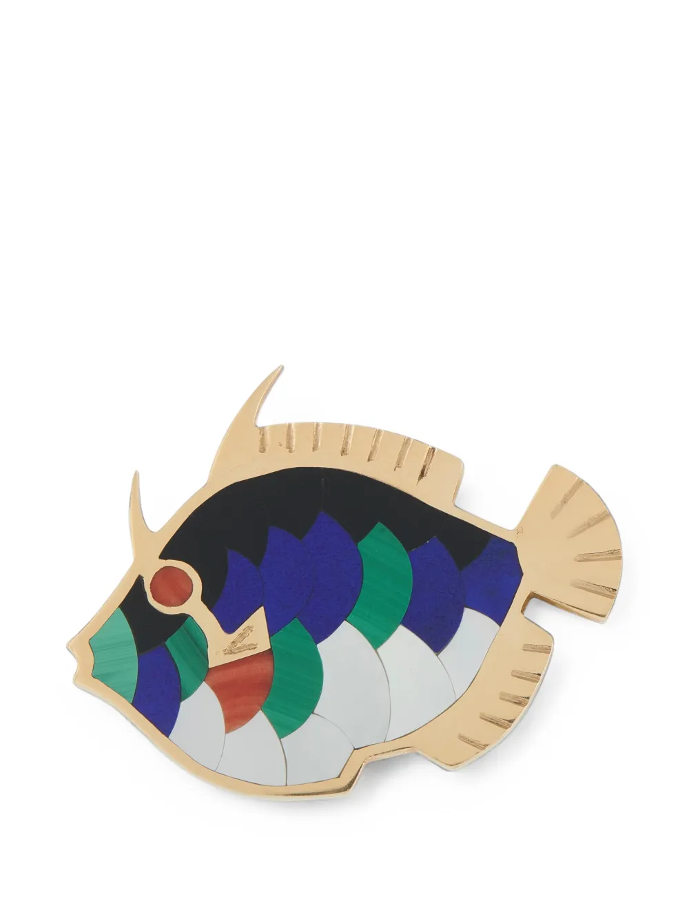 Asch Grossbardt onyx and lapis lazuli fish brooch - Oro