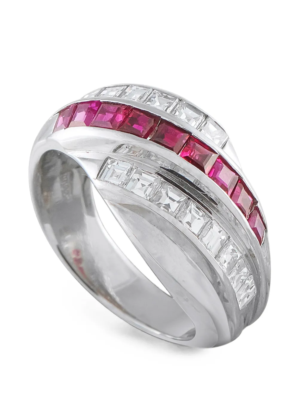 LB Exclusive ruby and diamond crossover ring - Argento