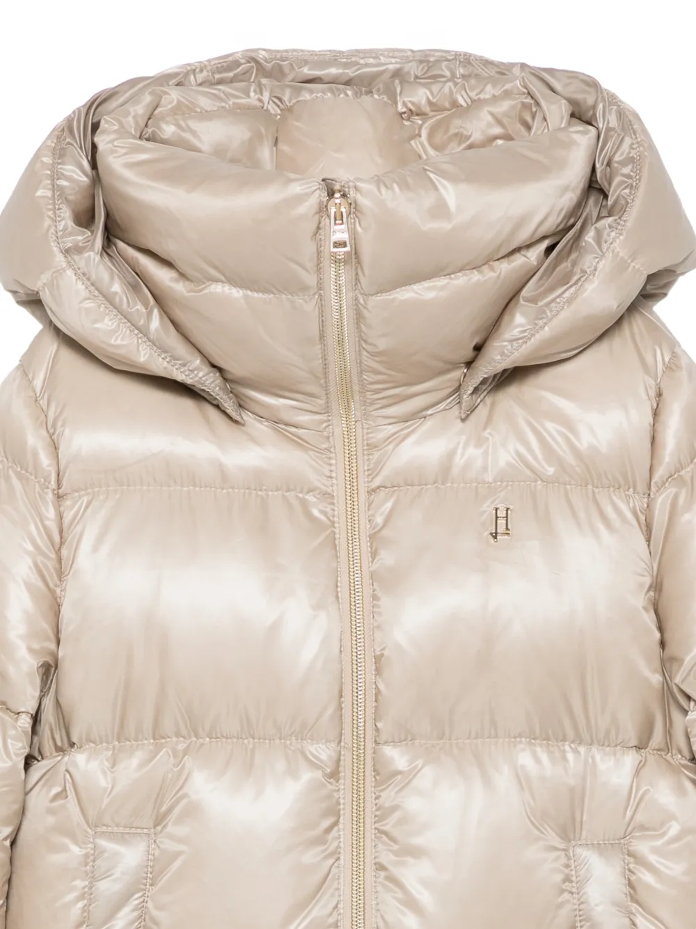 Herno Kids quilted hooded jacket Beige