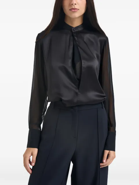Semicouture sheer-sleeve satin shirt