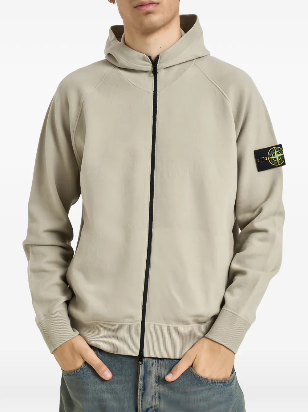 Stone Island Compass-patch zip-fastening hoodie