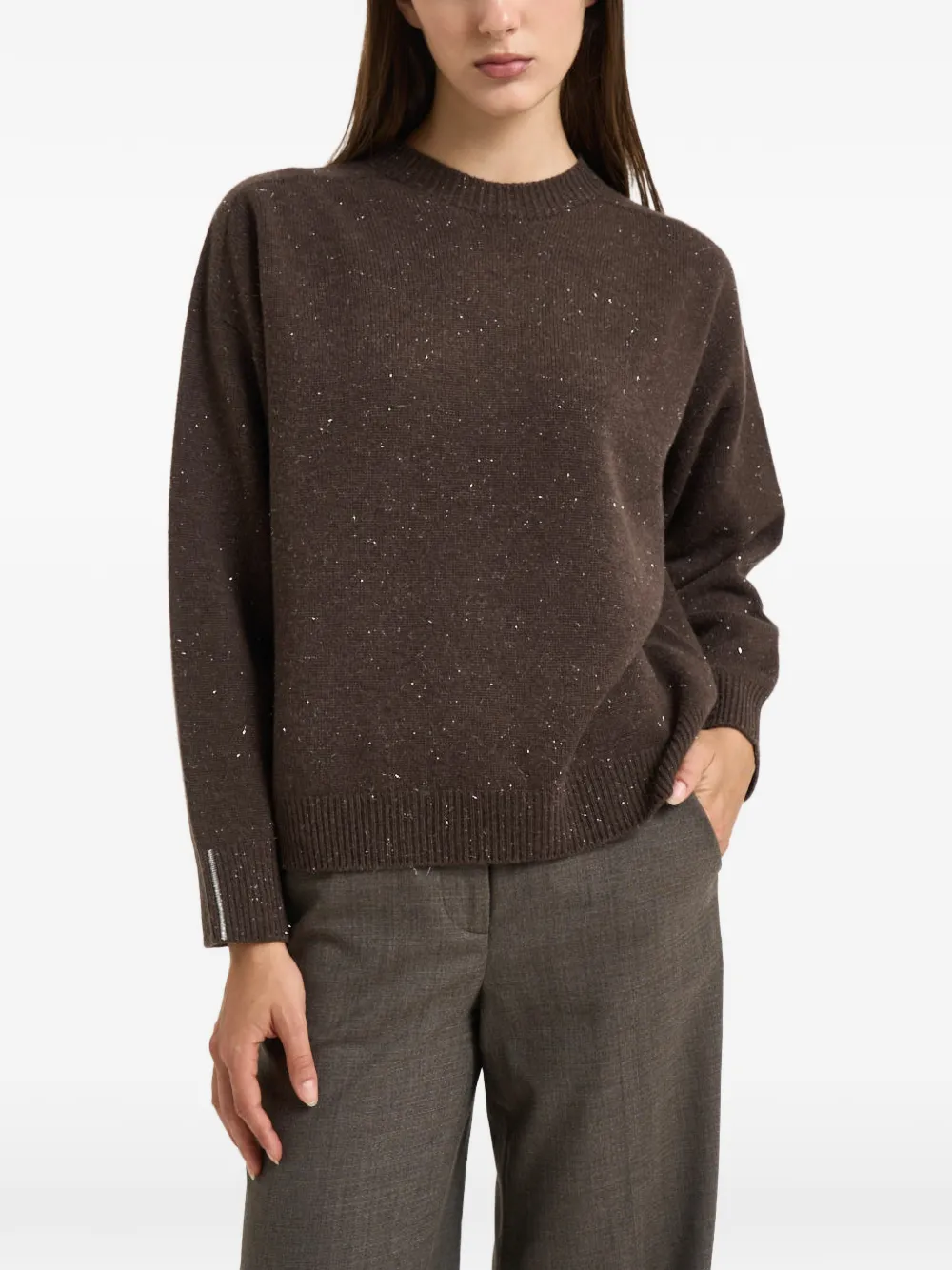 Peserico flecked knit sweater - Braun