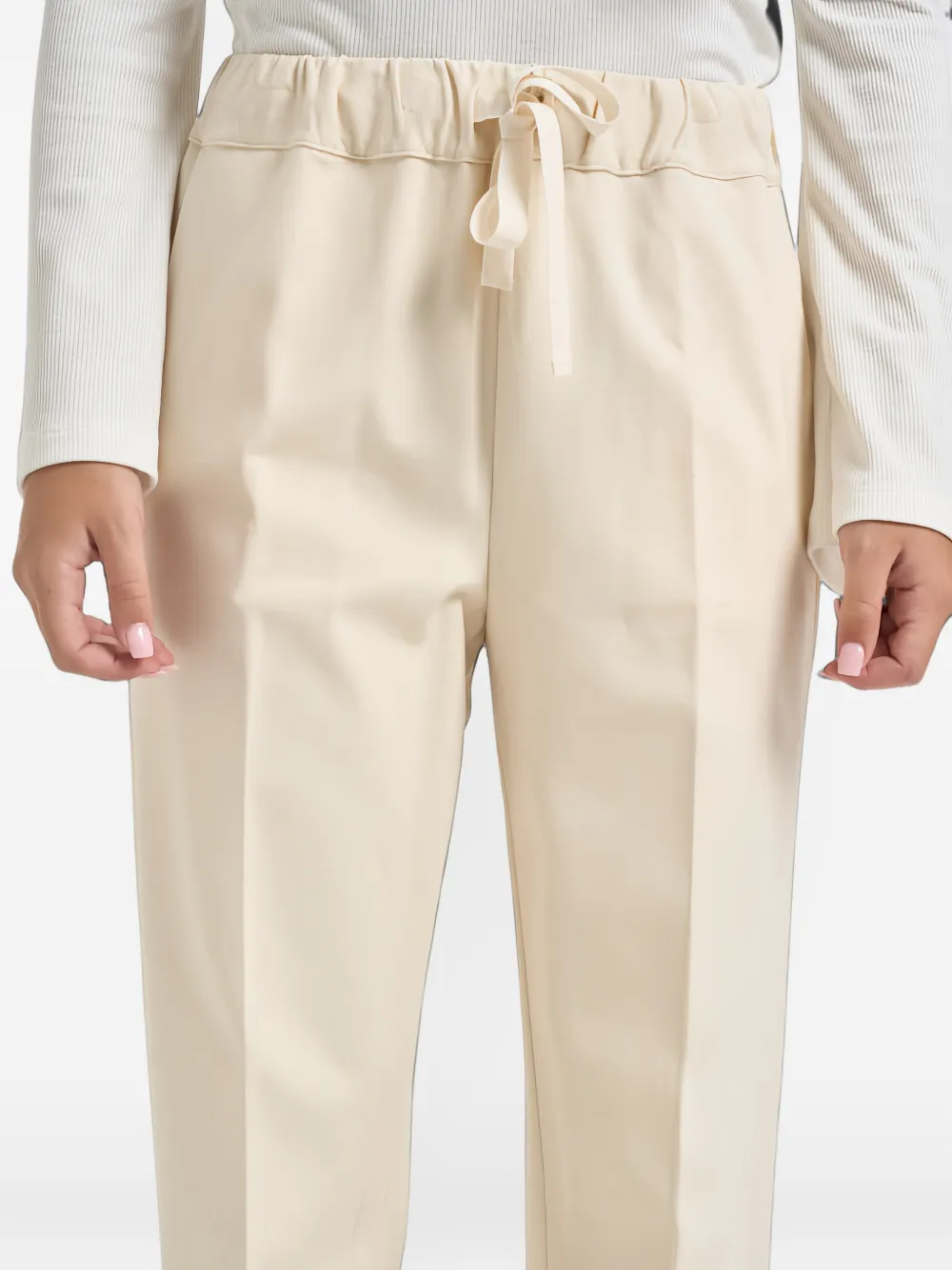 Semicouture drawstring-waist tapered trousers Beige