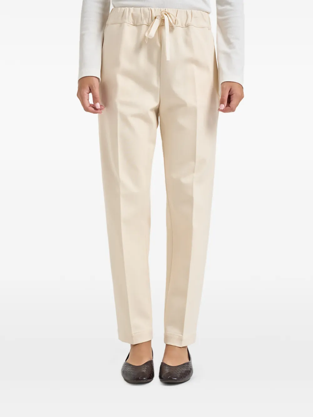 Semicouture drawstring-waist tapered trousers Beige