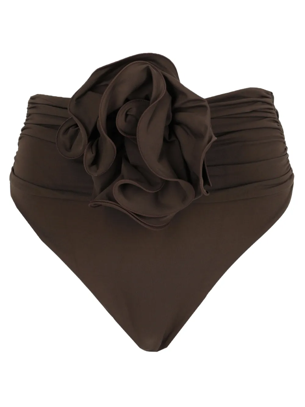 Magda Butrym Bikinislip met bloemen-applicatie en ruches Bruin