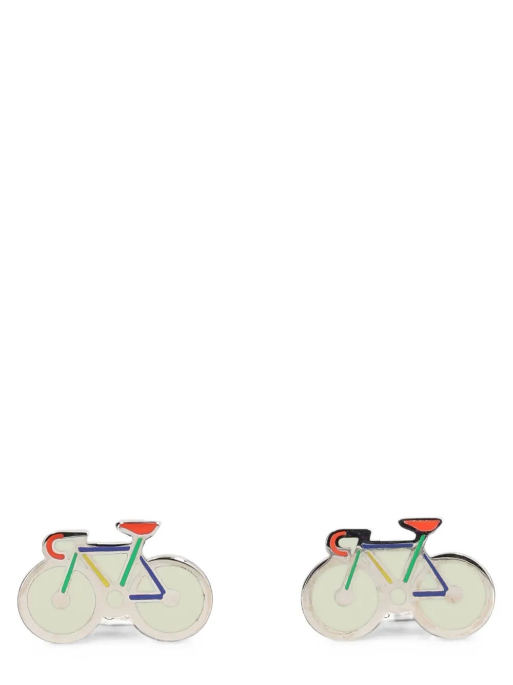 Paul Smith Emaille manchetknopen met fiets-patroon Zilver