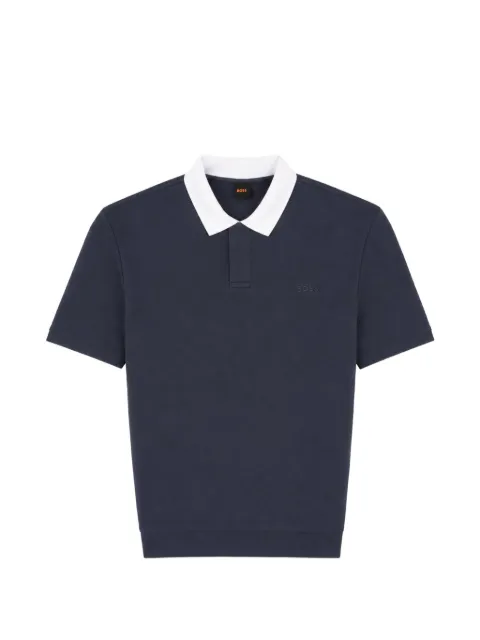 BOSS logo-embroidered contrast-collar polo shirt