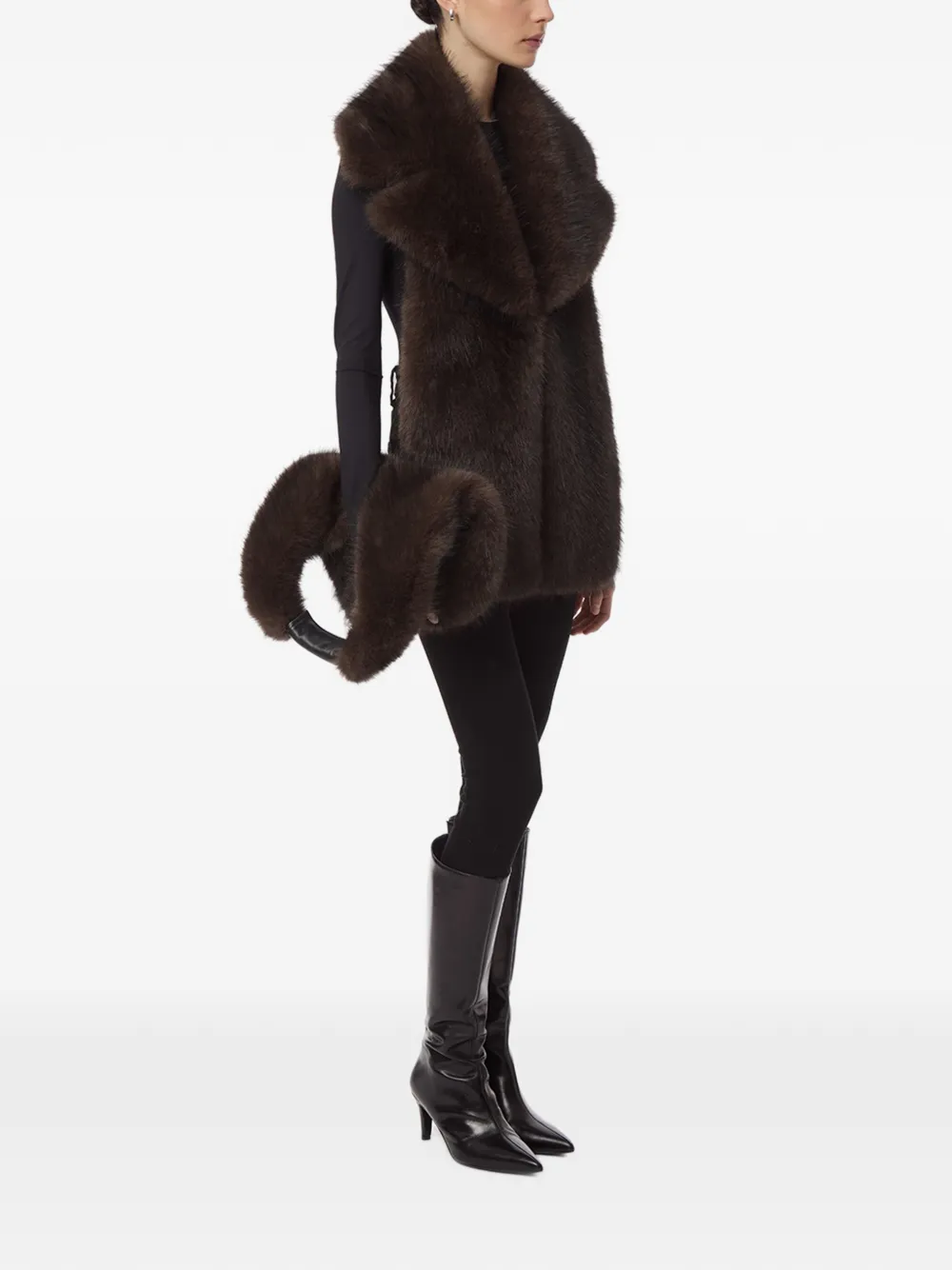 Apparis Colette schoudertas van imitatiebont Bruin