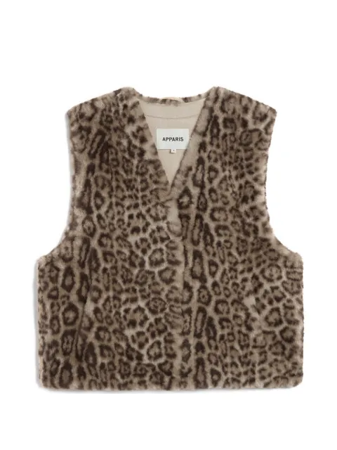 Apparis Lyle leopard-print faux-fur gilet