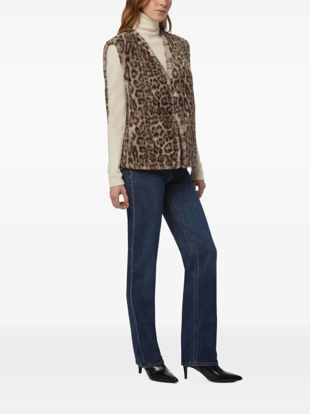 Apparis Lyle gilet van imitatiebont met luipaard-print Beige