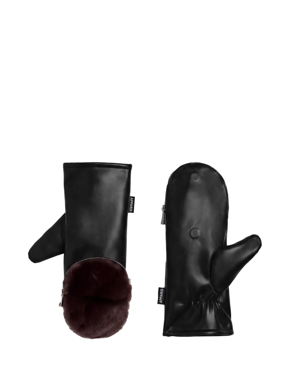 Apparis Noa faux-fur trim mittens - Nero