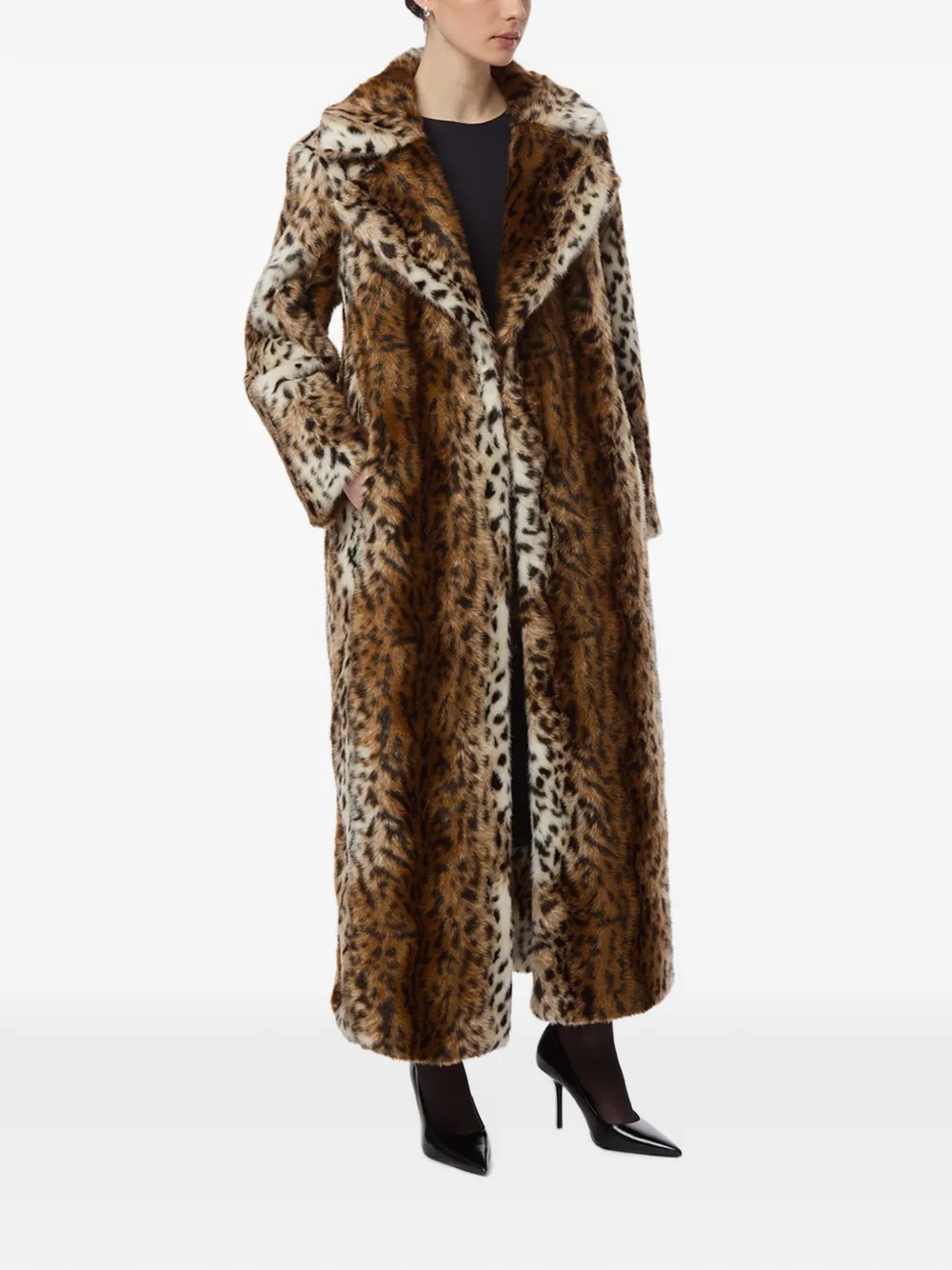 Apparis Gabrielle lange jas met luipaard-print Bruin