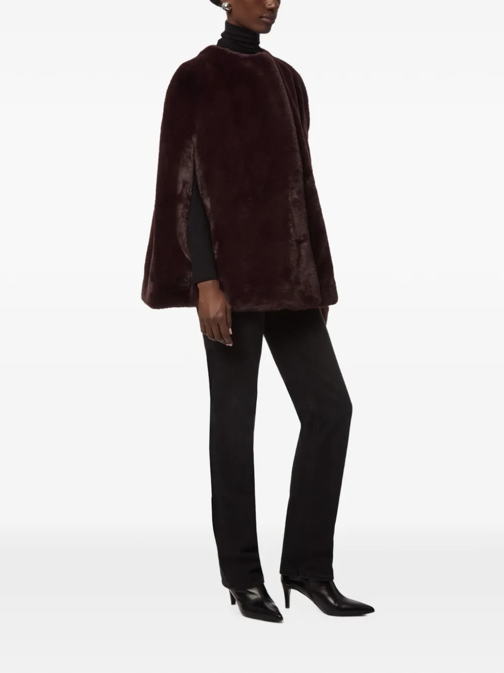 Apparis Sloane cape van imitatiebont Rood