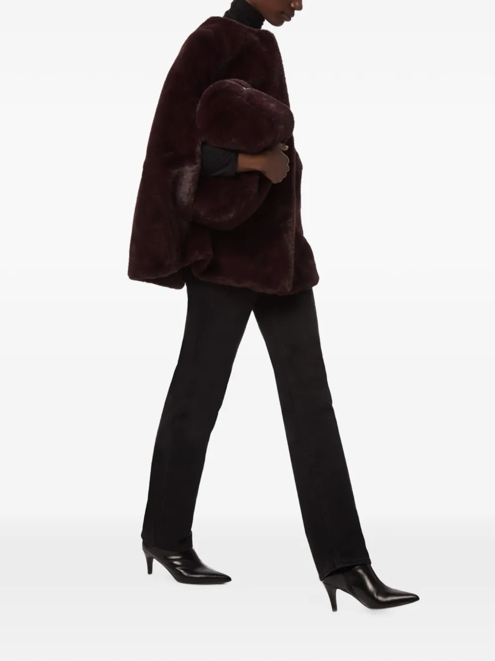 Apparis Sloane cape van imitatiebont Rood