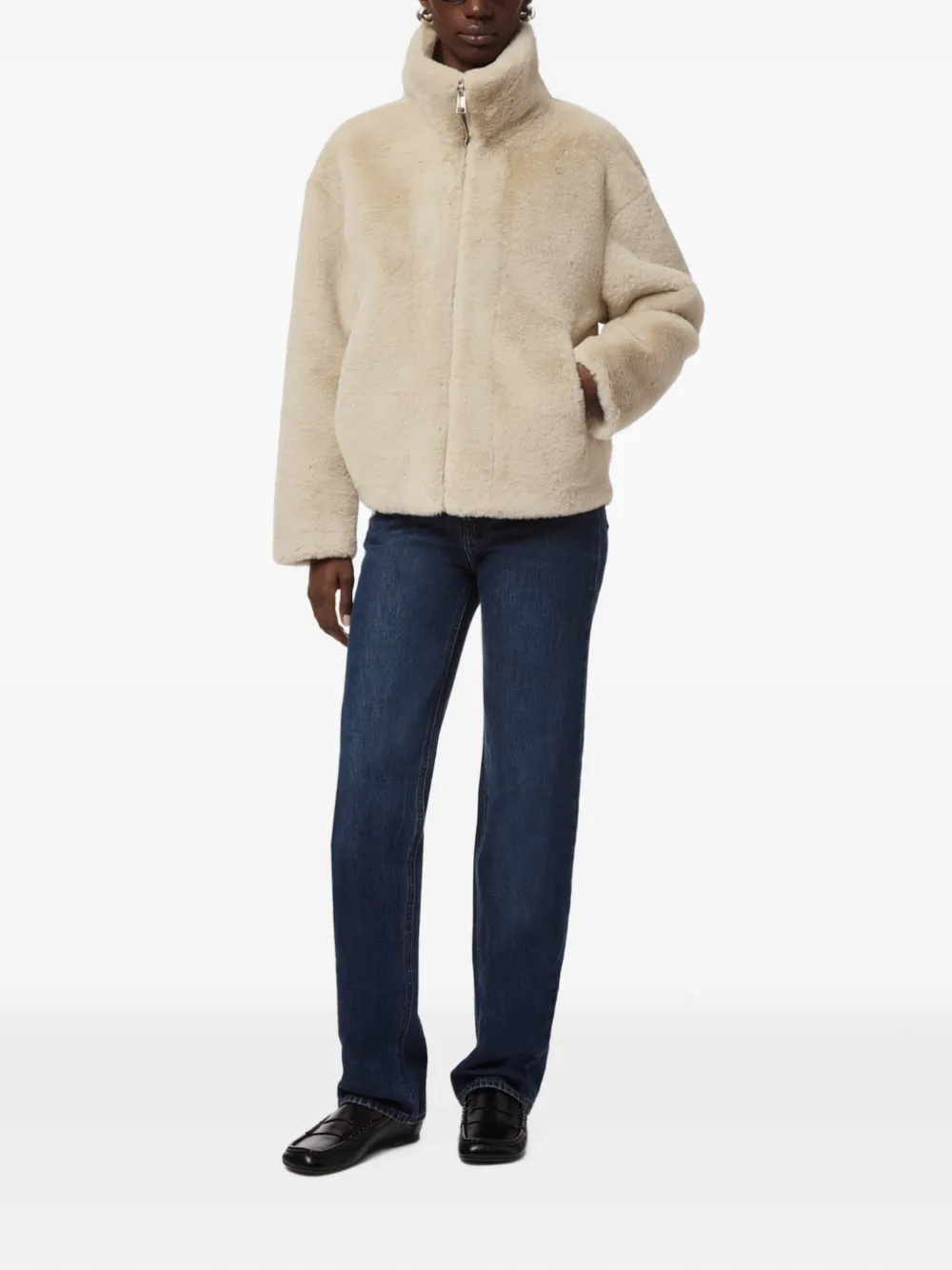 Apparis Brooks jas van imitatiebont Beige