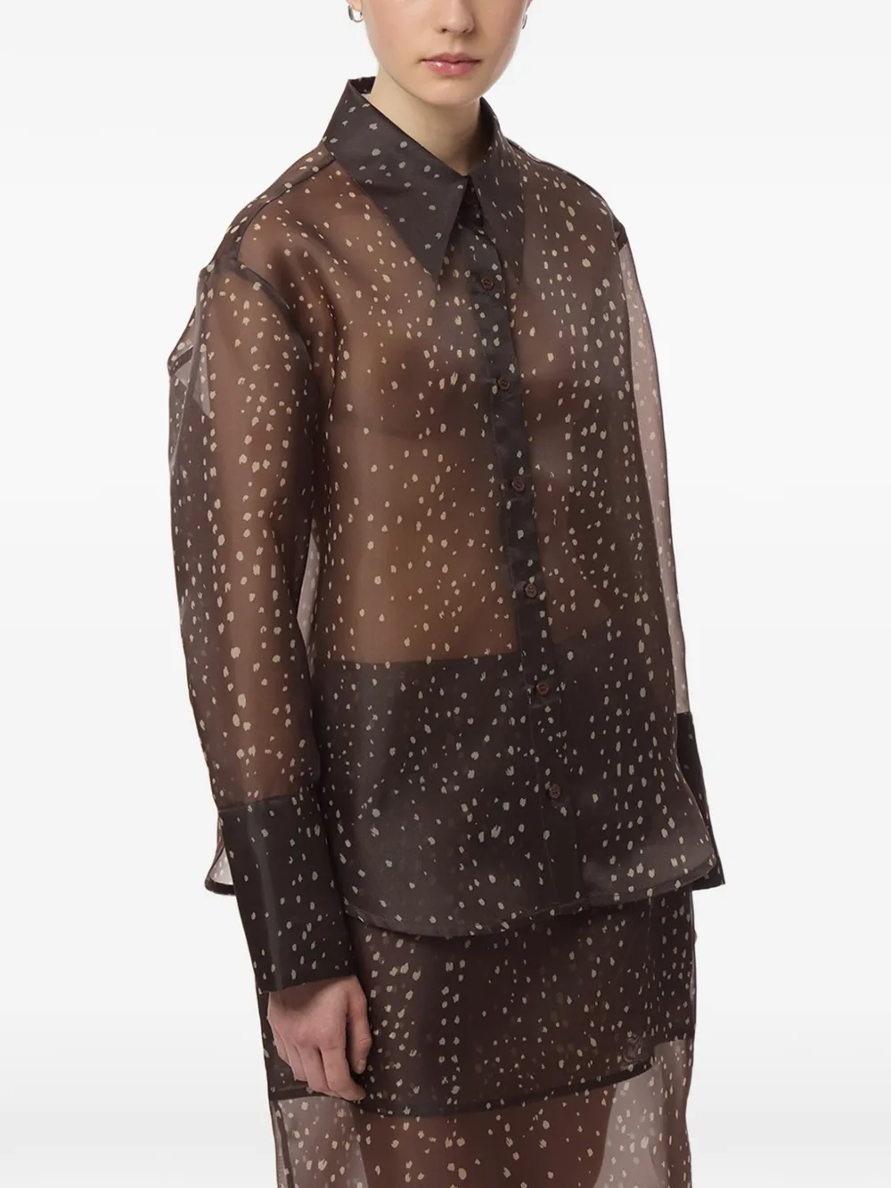 Apparis Tyra organza blouse Bruin