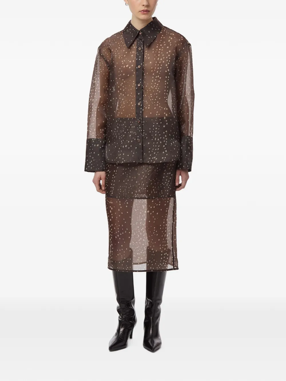 Apparis Tyra organza blouse Bruin