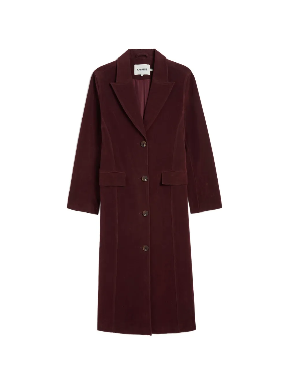 Apparis Lauren faux-suede button-up single-breasted coat - Rouge Apparis Lauren faux-suede button-up single-breasted coat - Rouge