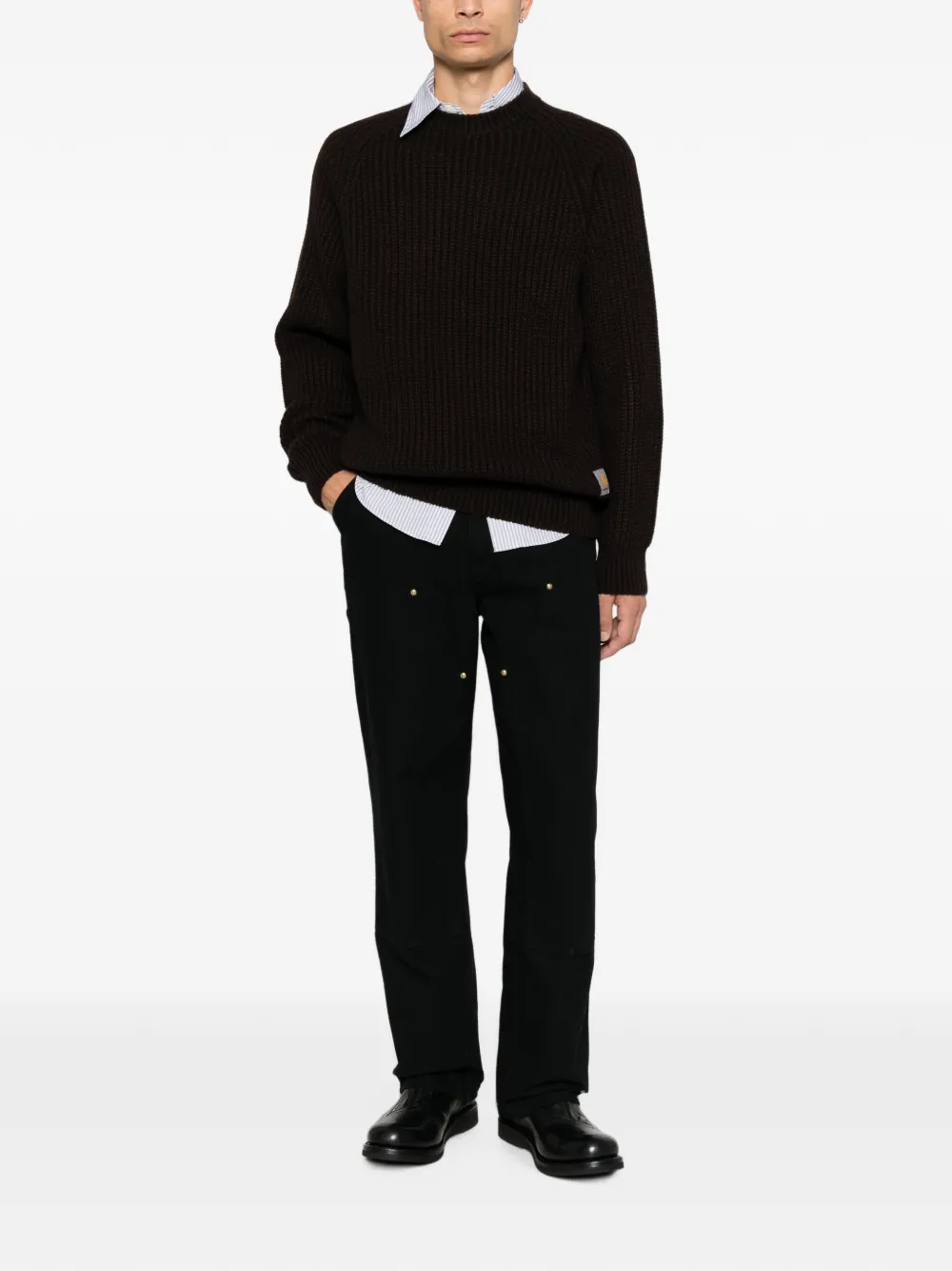 Carhartt WIP Firth ribgebreide trui met raglan mouwen Bruin
