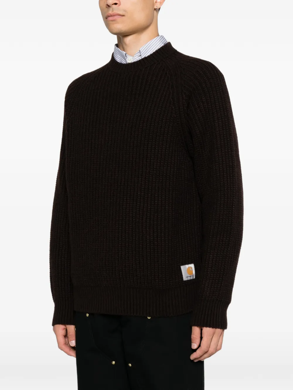 Carhartt WIP Firth ribgebreide trui met raglan mouwen Bruin