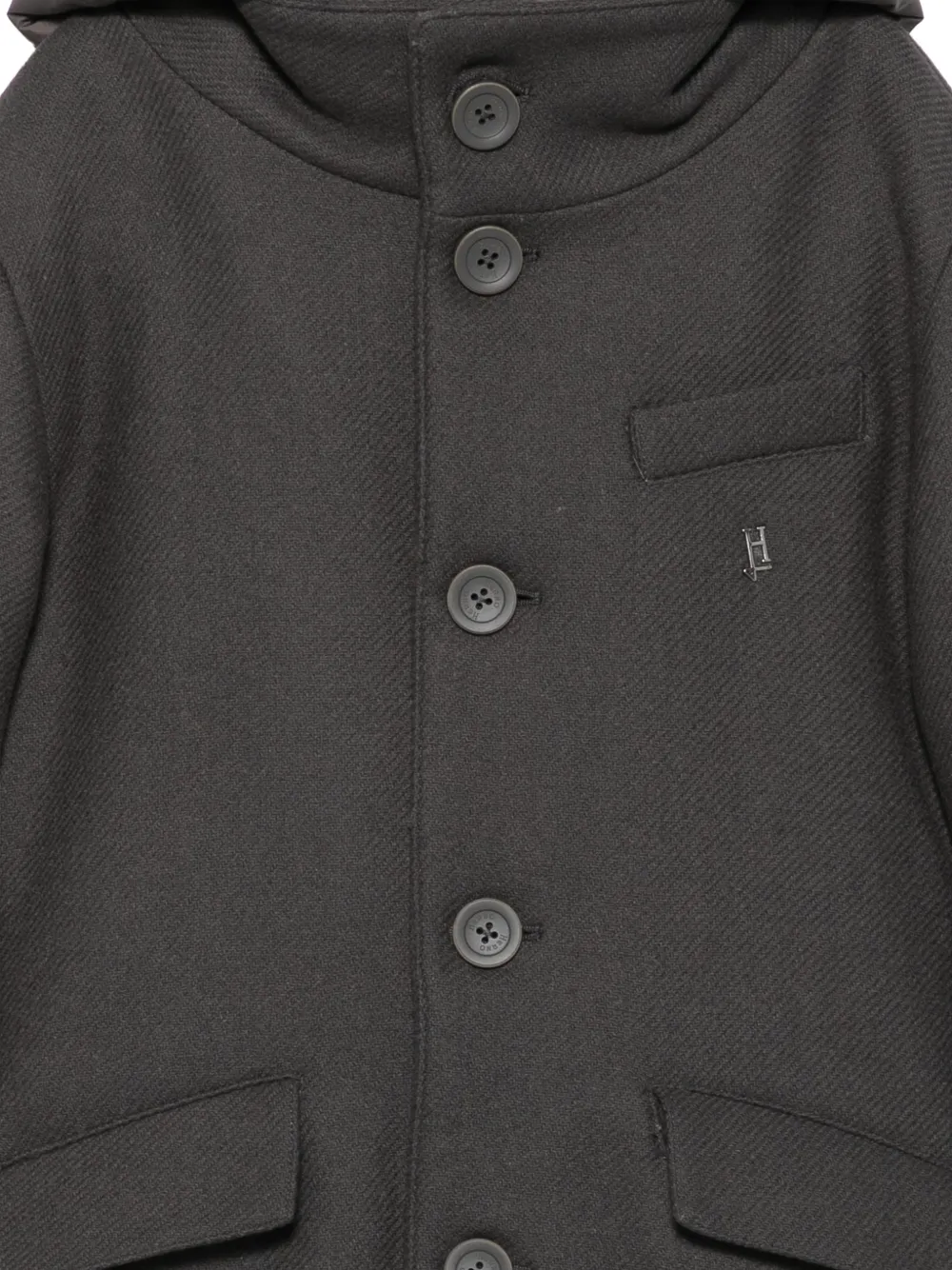 Herno Kids hooded button-up coat Grijs