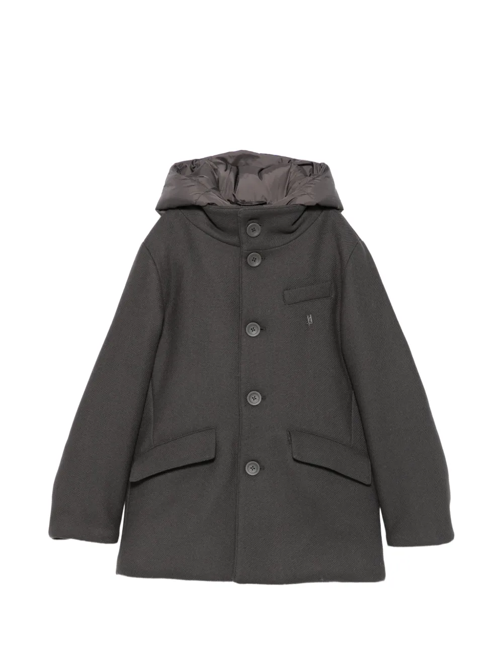 Herno Kids hooded button-up coat Grijs