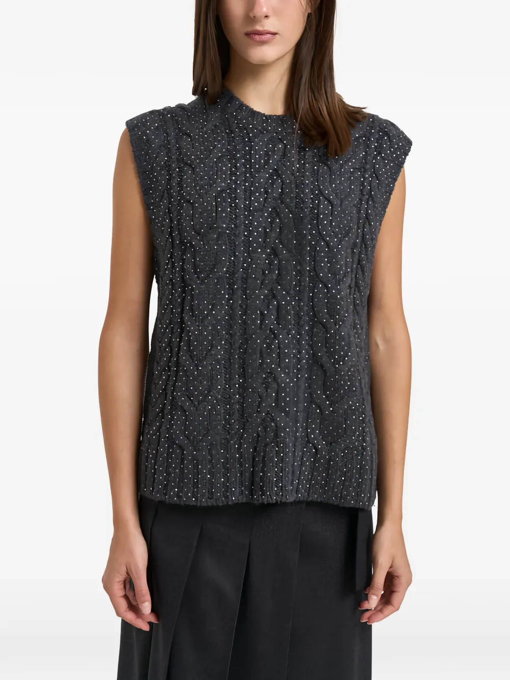 P.A.R.O.S.H. cable-knit rhinestone-embellished sweater - Grigio