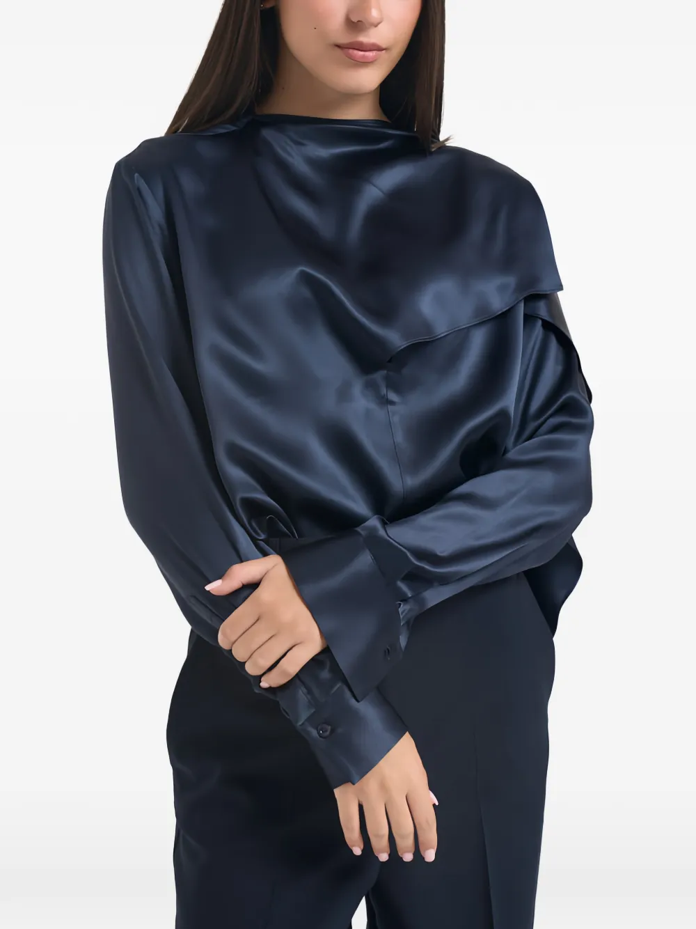 Semicouture ruffled-panel shirt Blauw
