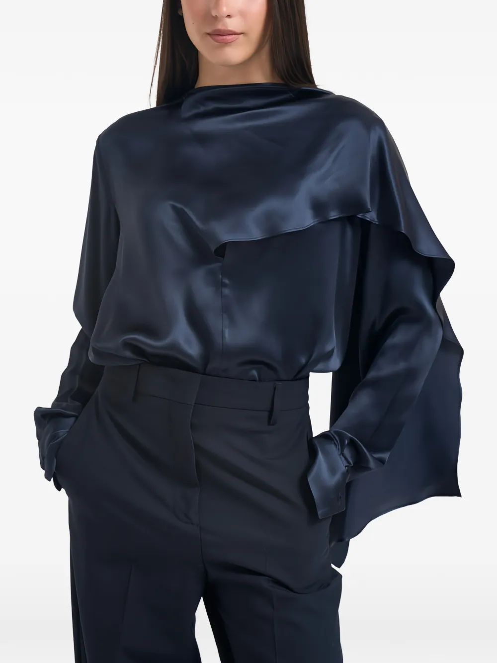 Semicouture ruffled-panel shirt Blauw