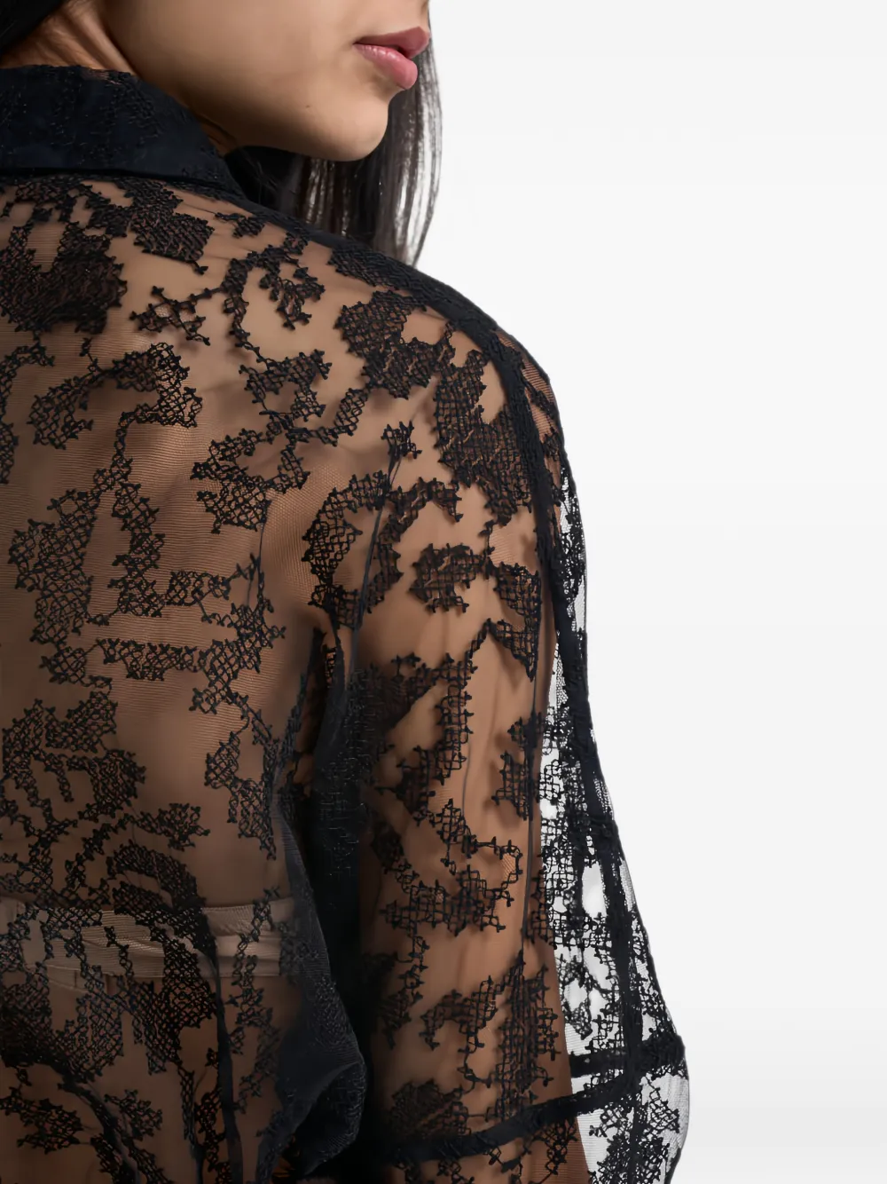 Semicouture semi-sheer lace shirt Zwart