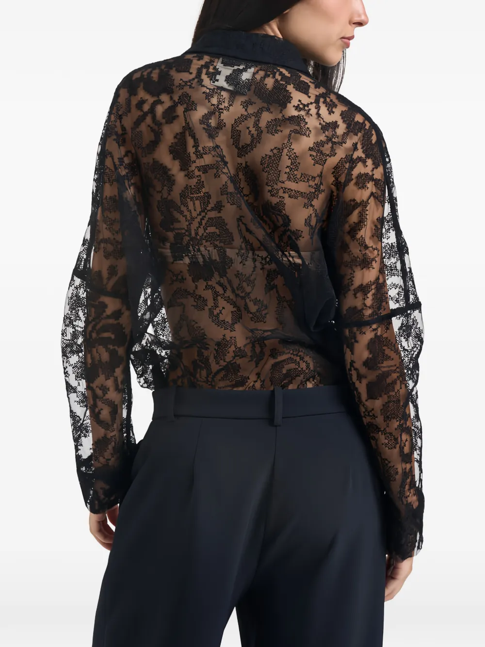Semicouture semi-sheer lace shirt Zwart