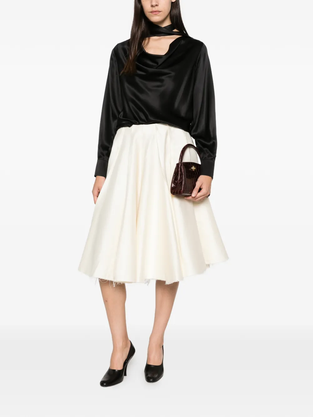 Max Mara cowl-neck silk blouse Zwart