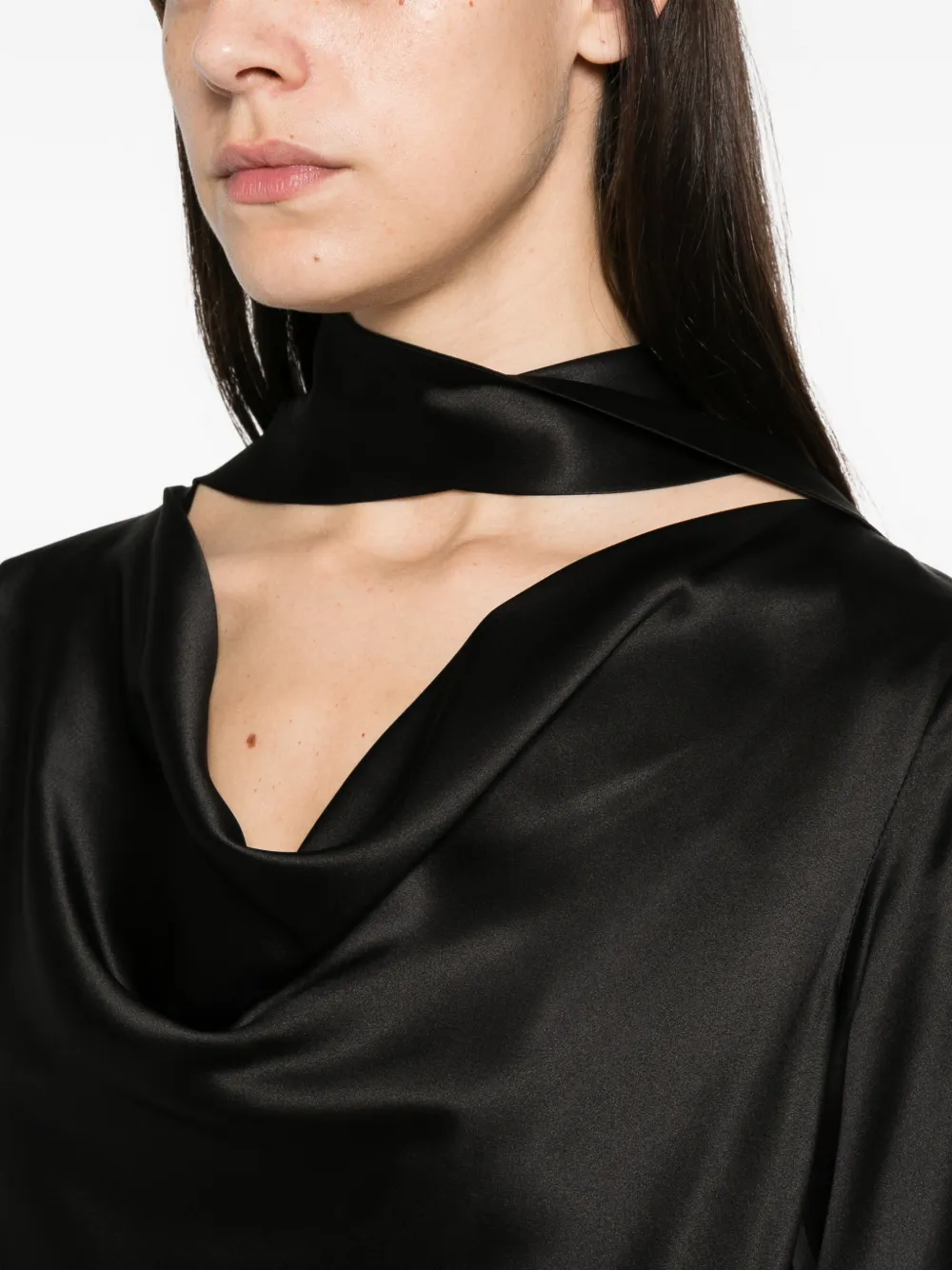Max Mara cowl-neck silk blouse Zwart