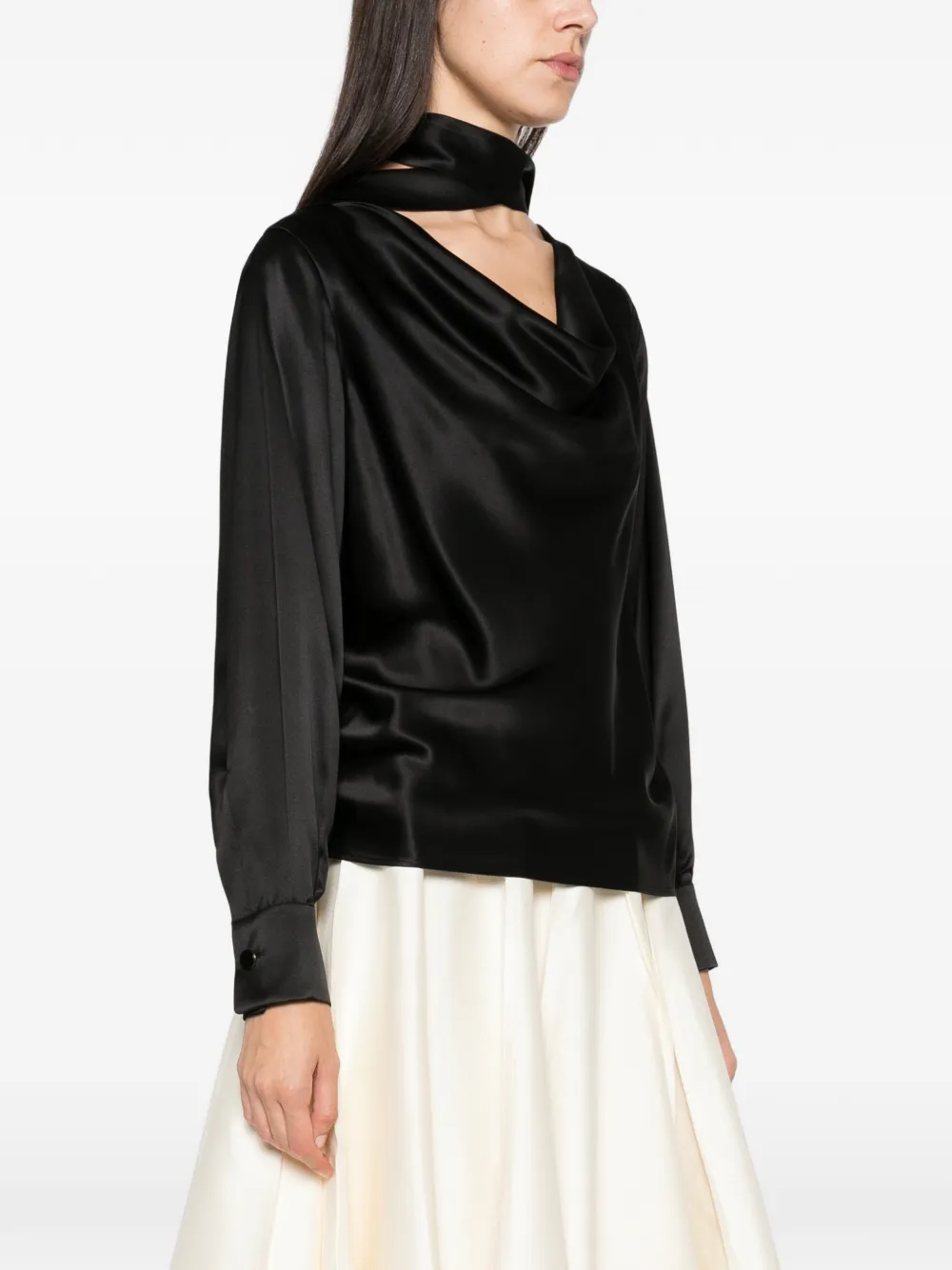 Max Mara cowl-neck silk blouse Zwart