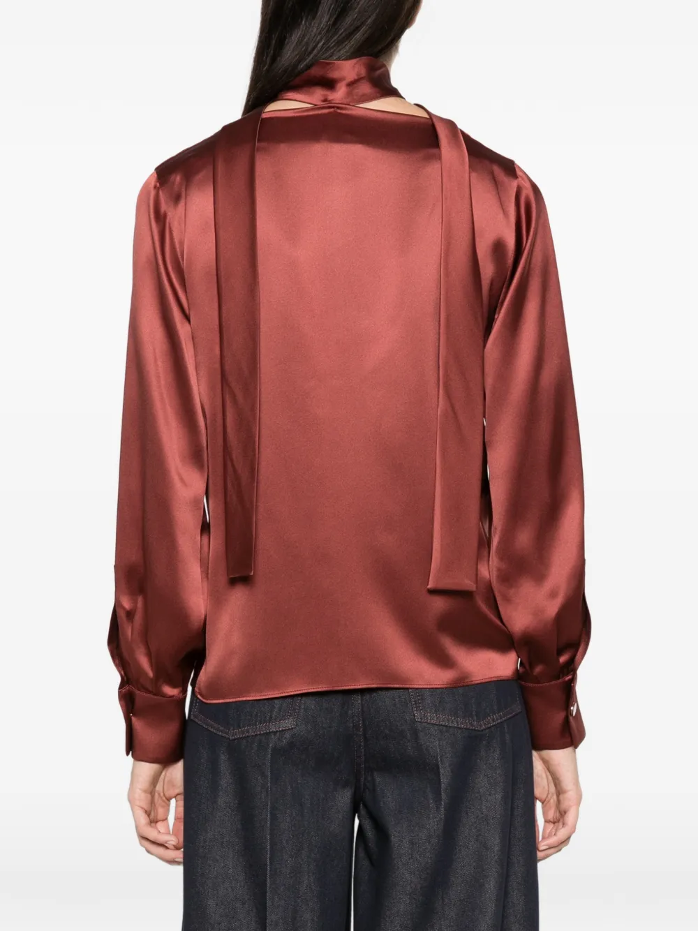 Max Mara cowl-neck silk top Rood