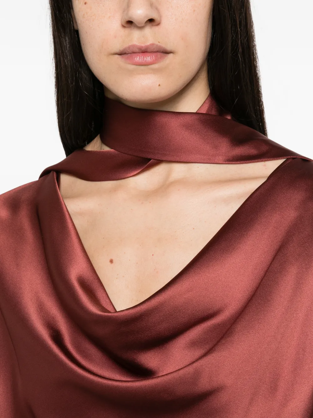Max Mara cowl-neck silk top Rood