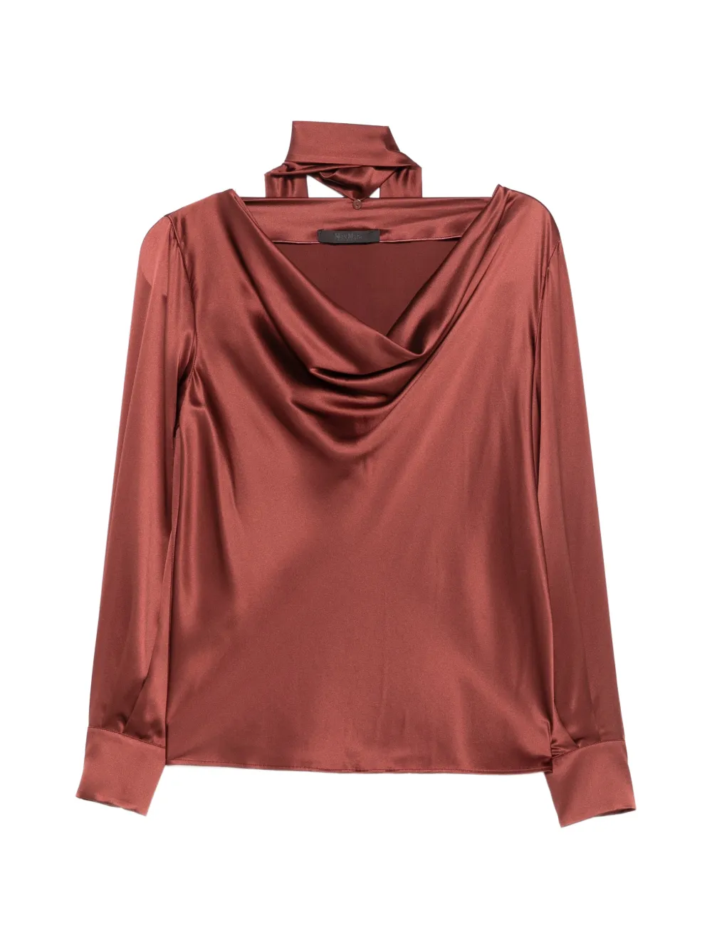 Max Mara cowl-neck silk top Rood