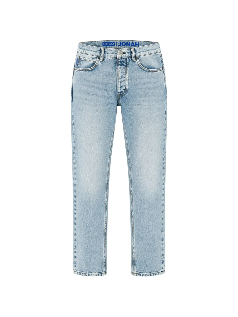 HUGO regular-fit jeans in bright-blue broken-twill fabric