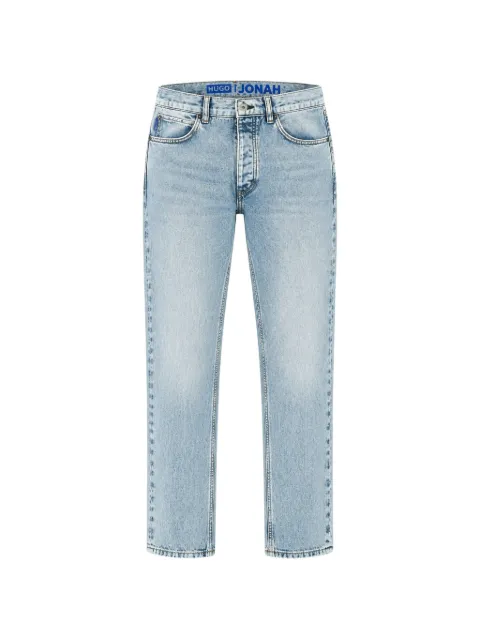 HUGO regular-fit jeans in bright-blue broken-twill fabric