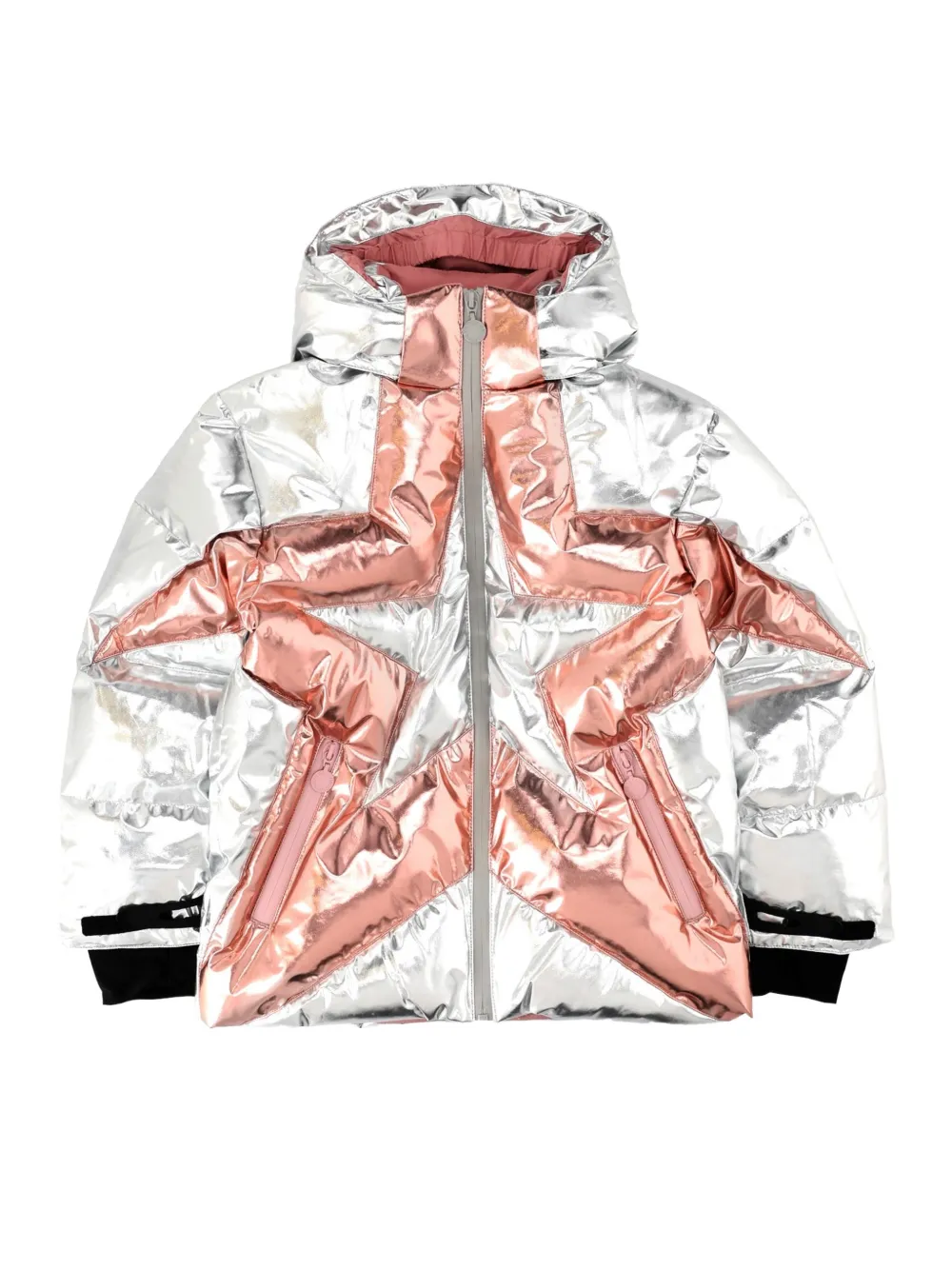 Stella McCartney Kids tar-detail padded jacket Zilver