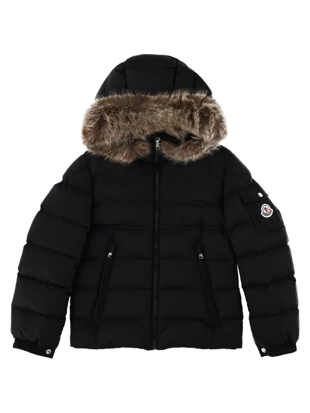 Moncler Enfant Jack met afwerking van imitatiebont Zwart