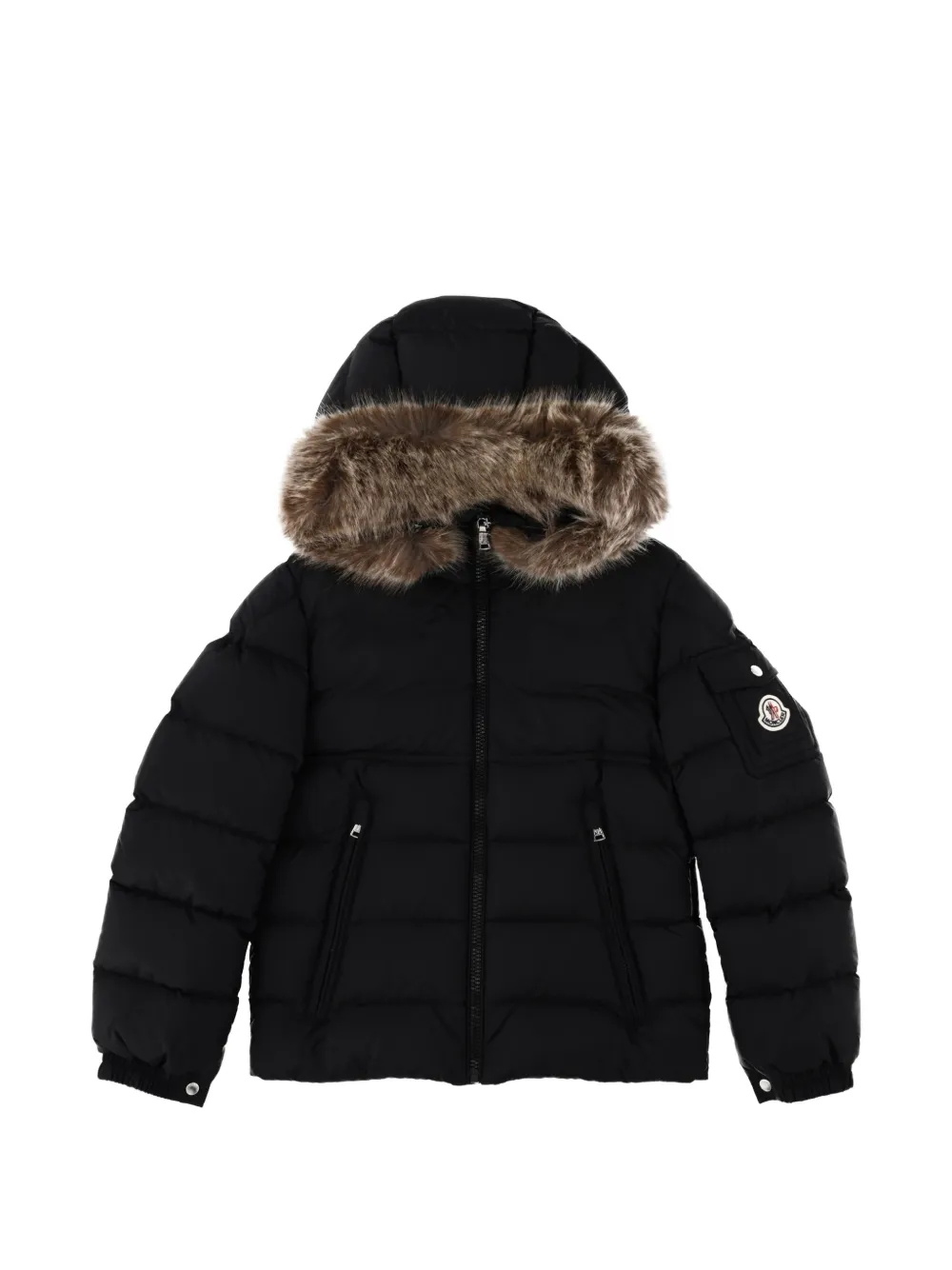 Moncler Enfant Jack met afwerking van imitatiebont Zwart